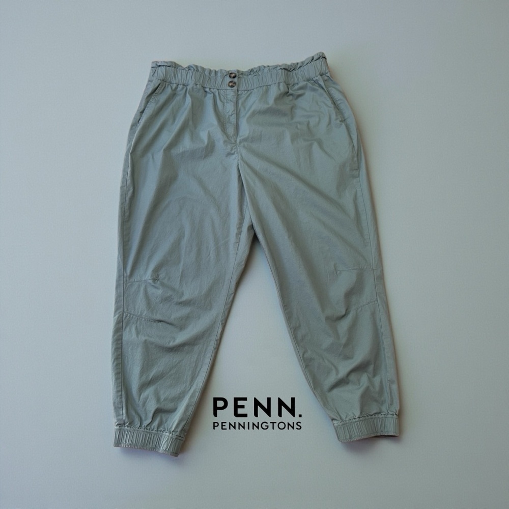 NEW, Penningtons, Lightweight Cotton-Stretch Jogger Pants, Plus Size 20W, Green